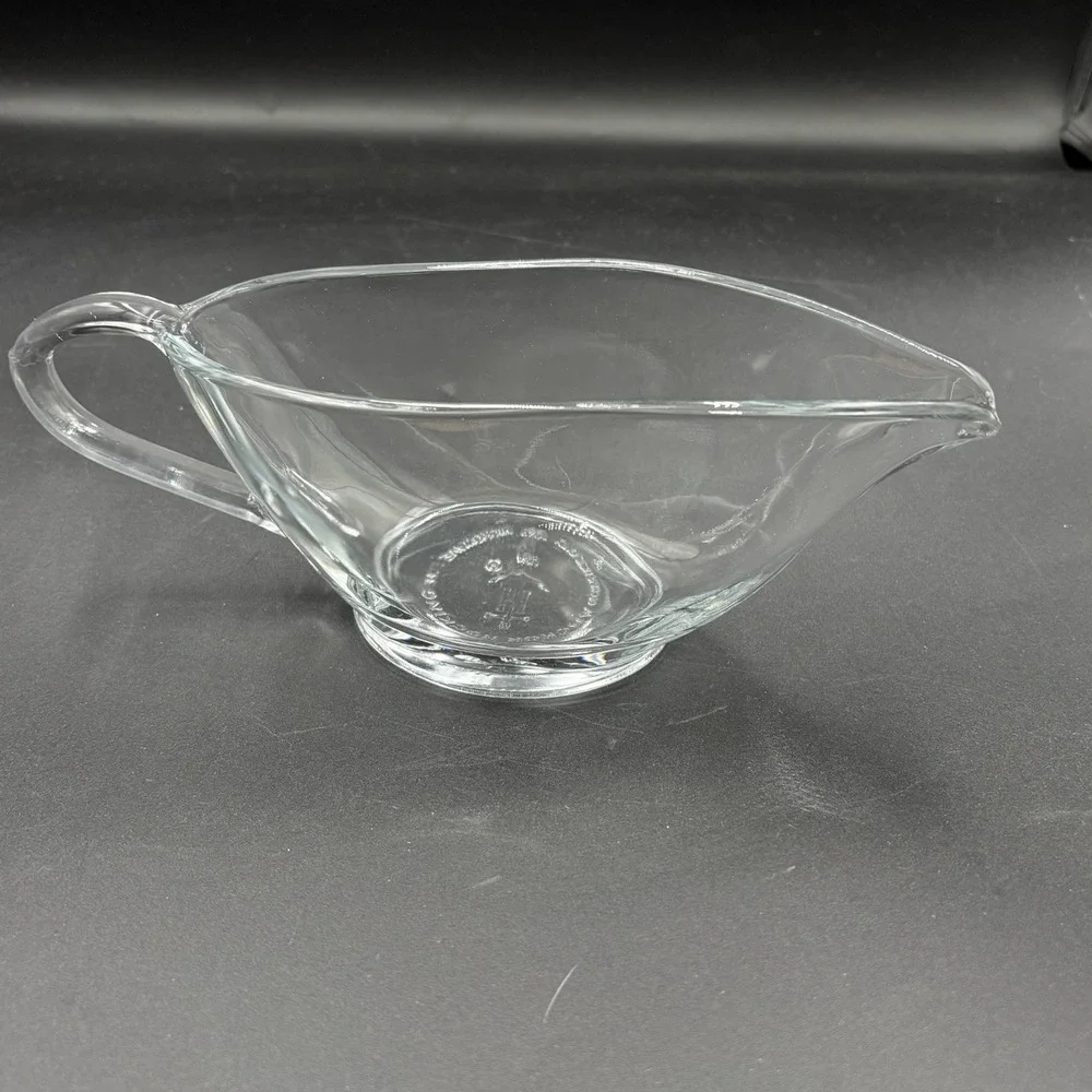 Vintage #1043 Anchor Hocking Clear Glass Gravy Boat, Sauce Cup‎ - 12 Oz - USA